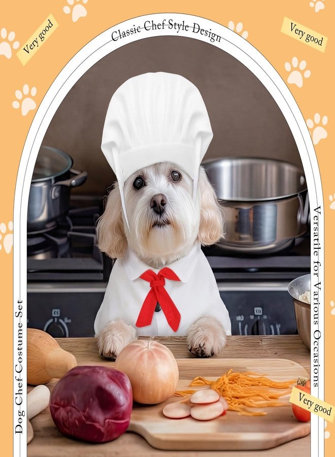 Abbylike Dog Chef Costume Pet Chef Hat Clothes and Red Scarf Christmas Holiday Party Outfit Clothes for Small Dog Pets - Image 3